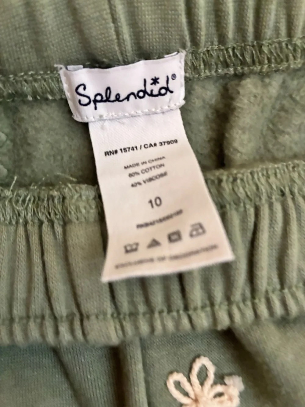 Splendid Girls Olive Embroidered Sweat Set